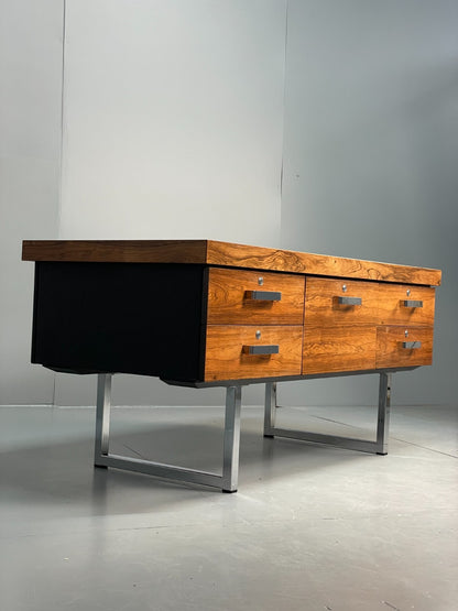 Vintage Gordon Russell Sideboard - Chrome Black Vinyl Mid Century EB10947 MWOO16