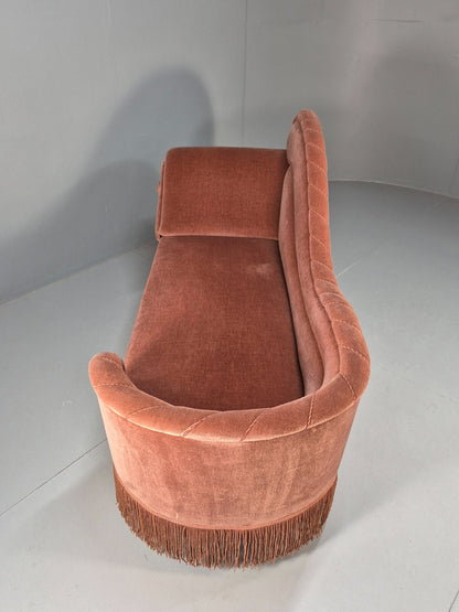 Vintage Danish Art Deco Chaise Lounge Pink Velour Tassels 1930s EB9664 VCHA - UKDK FURNITURE