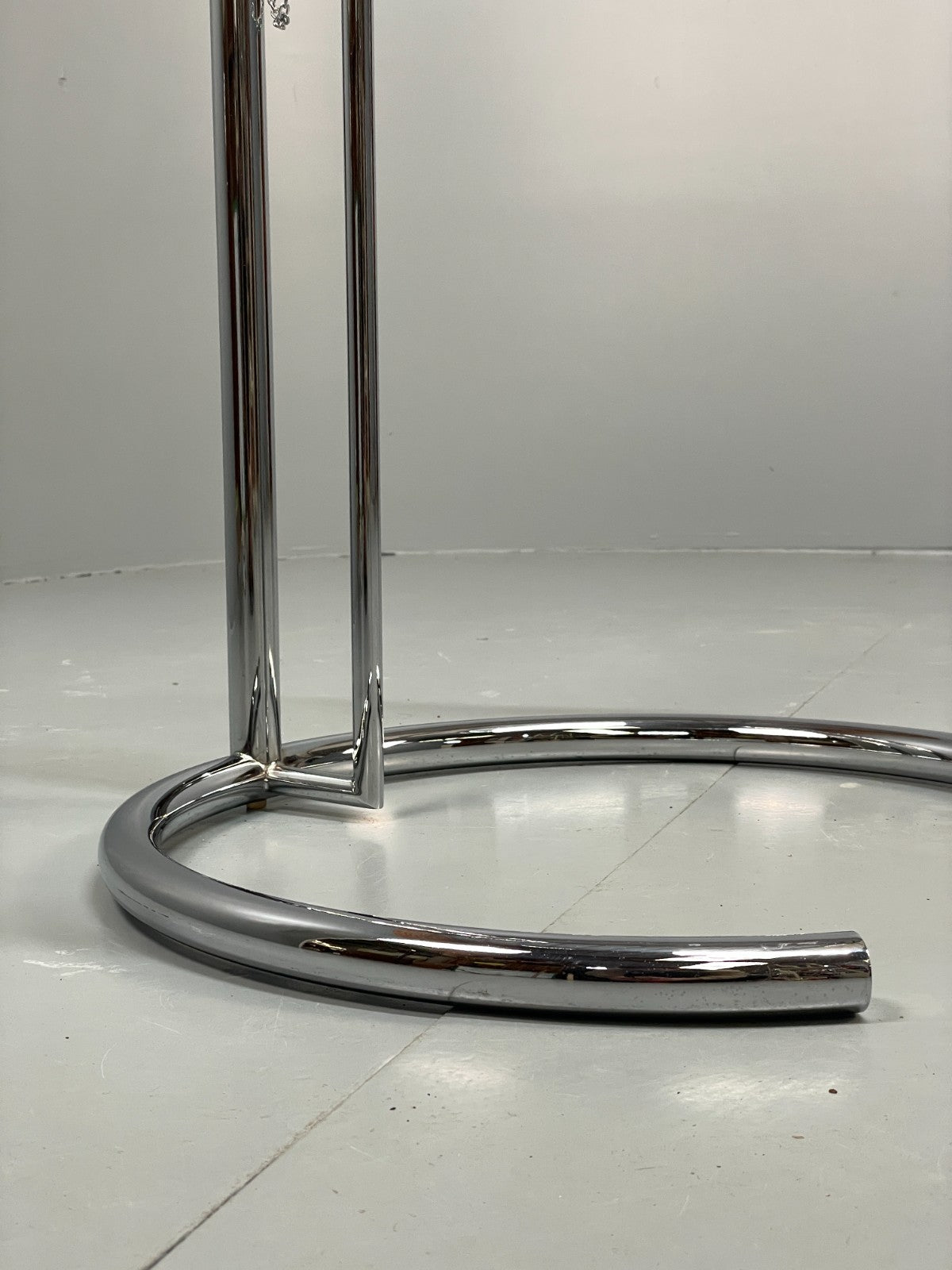 Vintage Chrome Side Table Eileen Grey Style Adjustable Glass Top EB11042 MWOO8