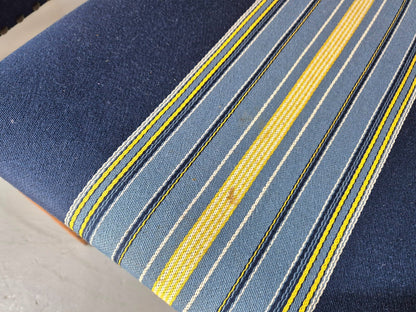 Six Oak Dining Chairs Blue Fabric Henning Kjaernulf Style Vintage EB9361 MDIN - UKDK FURNITURE