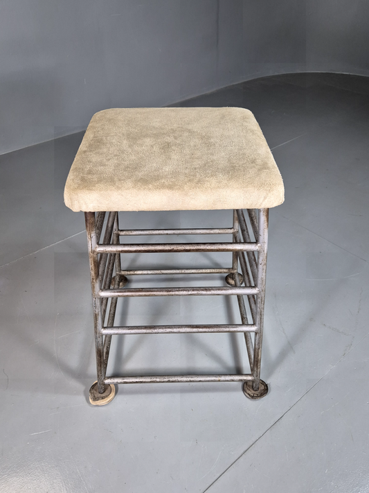 Vintage Gym High Stool Steel and Suede Pommel Mid 20th C EB7377 MFOO1