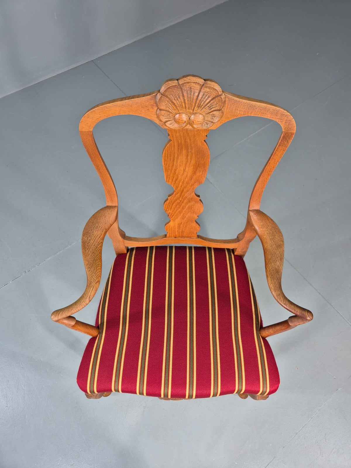 Antique Rococo Revival Oak Chair Danish 1880 Splat Back Shell Motif EB10887 VDIN7