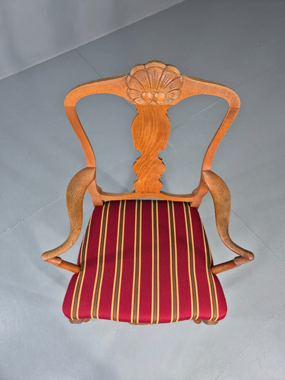 Antique Rococo Revival Oak Chair Danish 1880 Splat Back Shell Motif EB10887 VDIN7