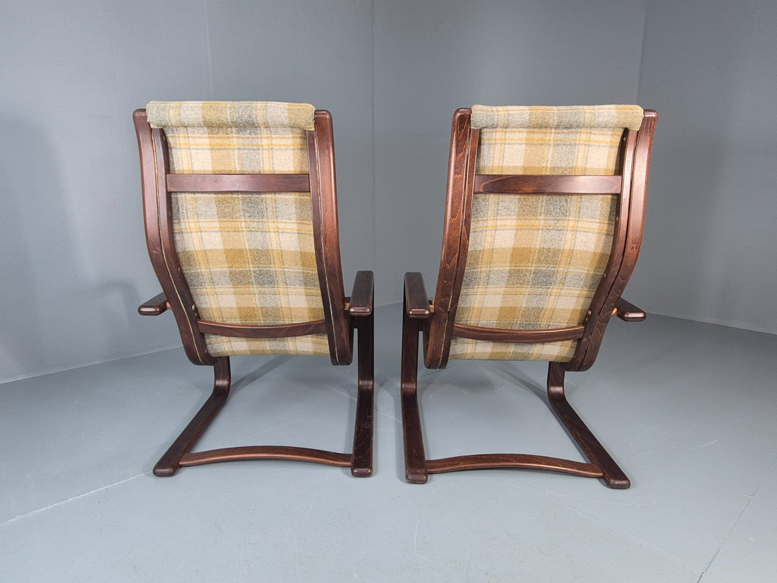 2 Mid Century Lounge Chairs New Upholstery 1970s Retro Danish  EB10325 MBEN11