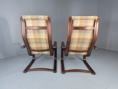 2 Mid Century Lounge Chairs New Upholstery 1970s Retro Danish  EB10325 MBEN11