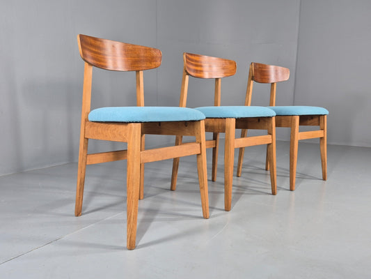 3 Vintage Dining Chairs MId Century Design New Seats 1960s Retro  EB11936 MDIN1