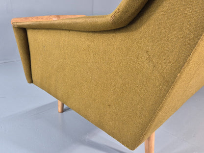 Vintage Three Seater Settee Danish Wool Oak Details 1970s Retro EB11359 M3SS18