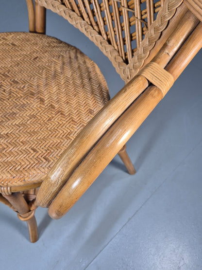Vintage Cane Rattan Armchair 1980s Retro EB9685 VBER - UKDK FURNITURE
