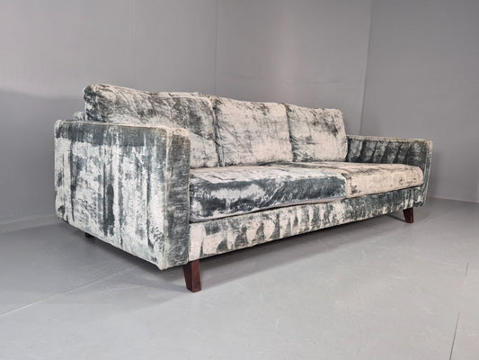 Huge 4 Seater Settee Turquoise Velvet ex Hotel Modern Design Retro EB11774 M4SS1