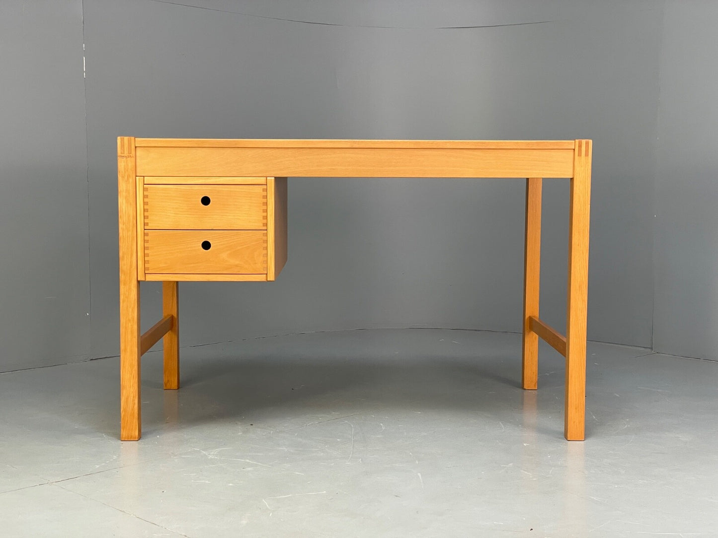 Vintage Danish Beech Desk Compact Exposed Joints Sliding Drawers EB9440 MWOO - UKDK FURNITURE