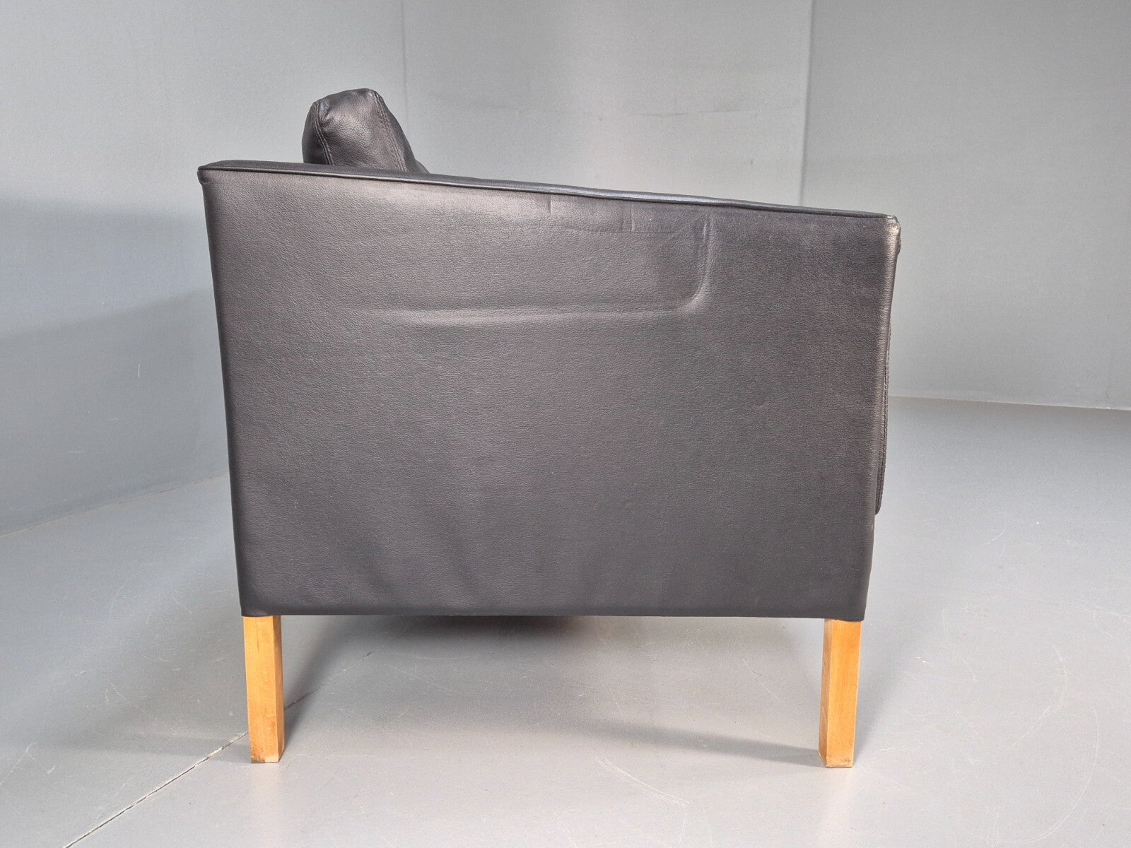 Vintage Danish 3 Seat Black Leather Sofa Modern Design MCM Retro EB9063 M3SS - UKDK FURNITURE