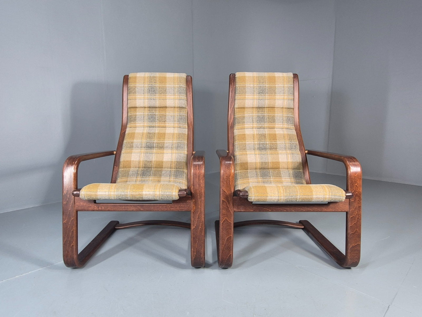 2 Mid Century Lounge Chairs New Upholstery 1970s Retro Danish  EB10325 MBEN4