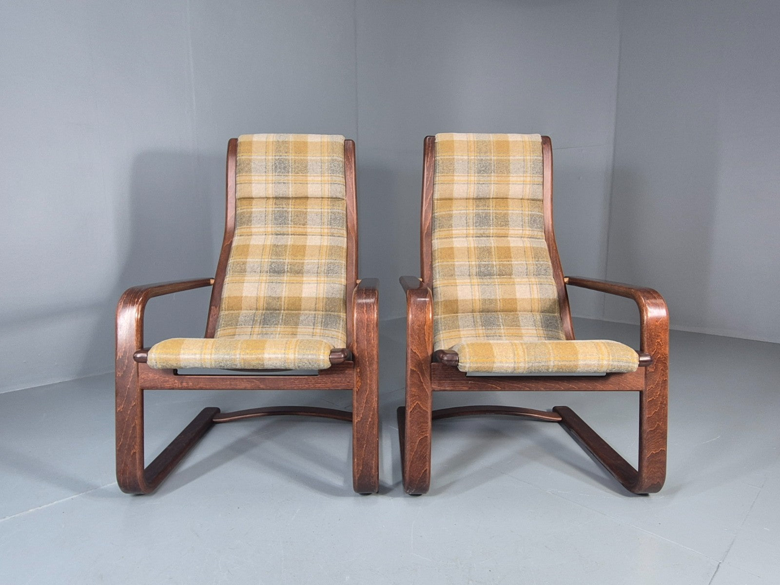 2 Mid Century Lounge Chairs New Upholstery 1970s Retro Danish  EB10325 MBEN4