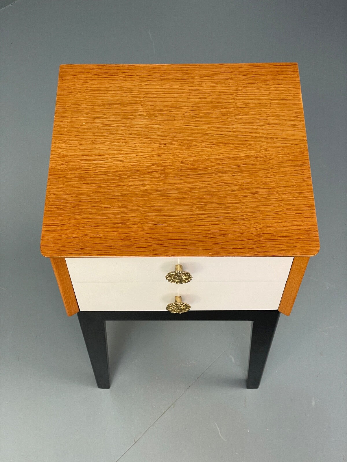 Vintage G Plan Oak Bedside Table 1950s Mid Century Black White Paint EB9814 MWOO - UKDK FURNITURE