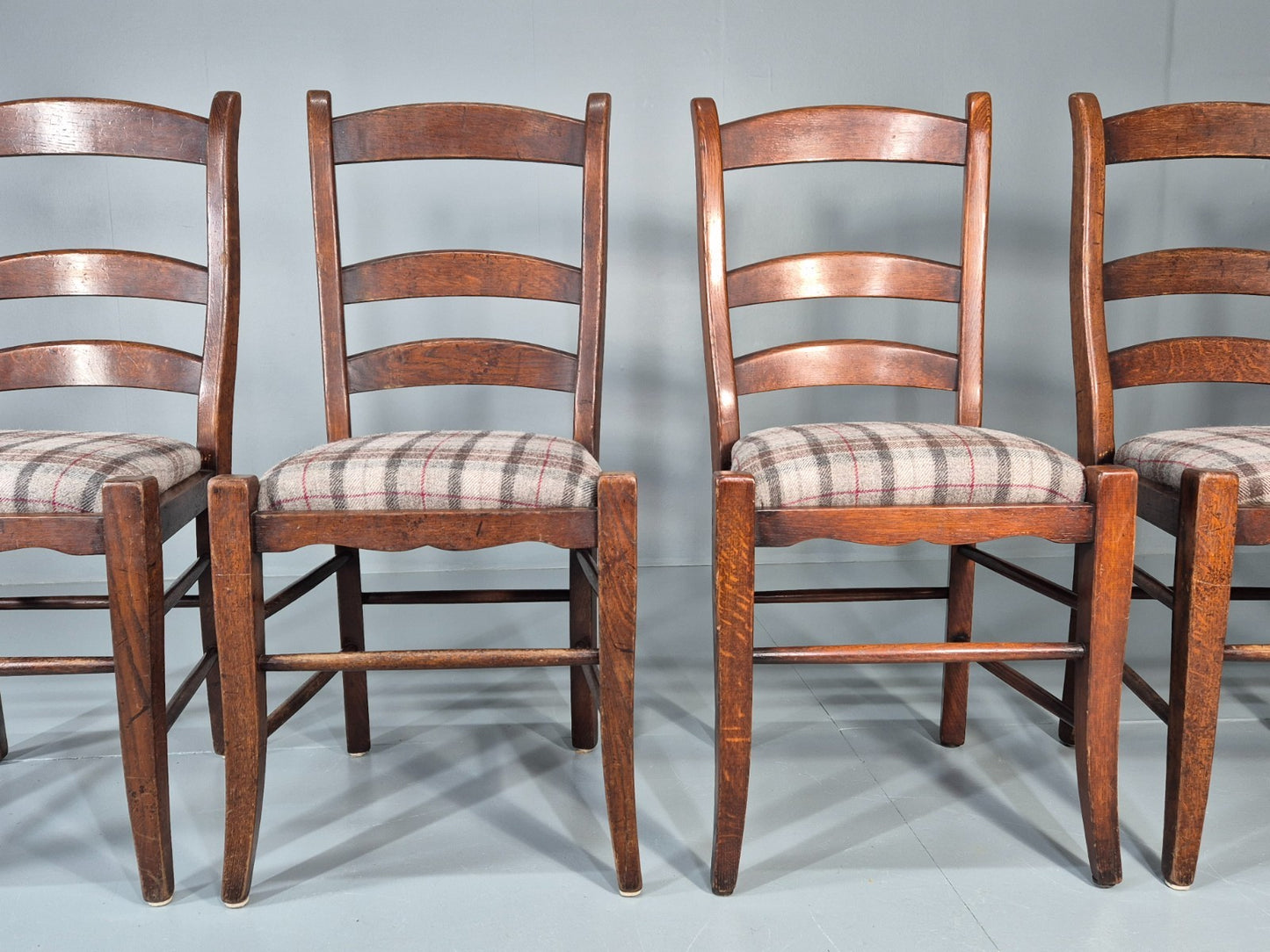 5 Hardwood Dining Chairs Modern Shaker Style Tartan Seats  EB11173 VDIN4