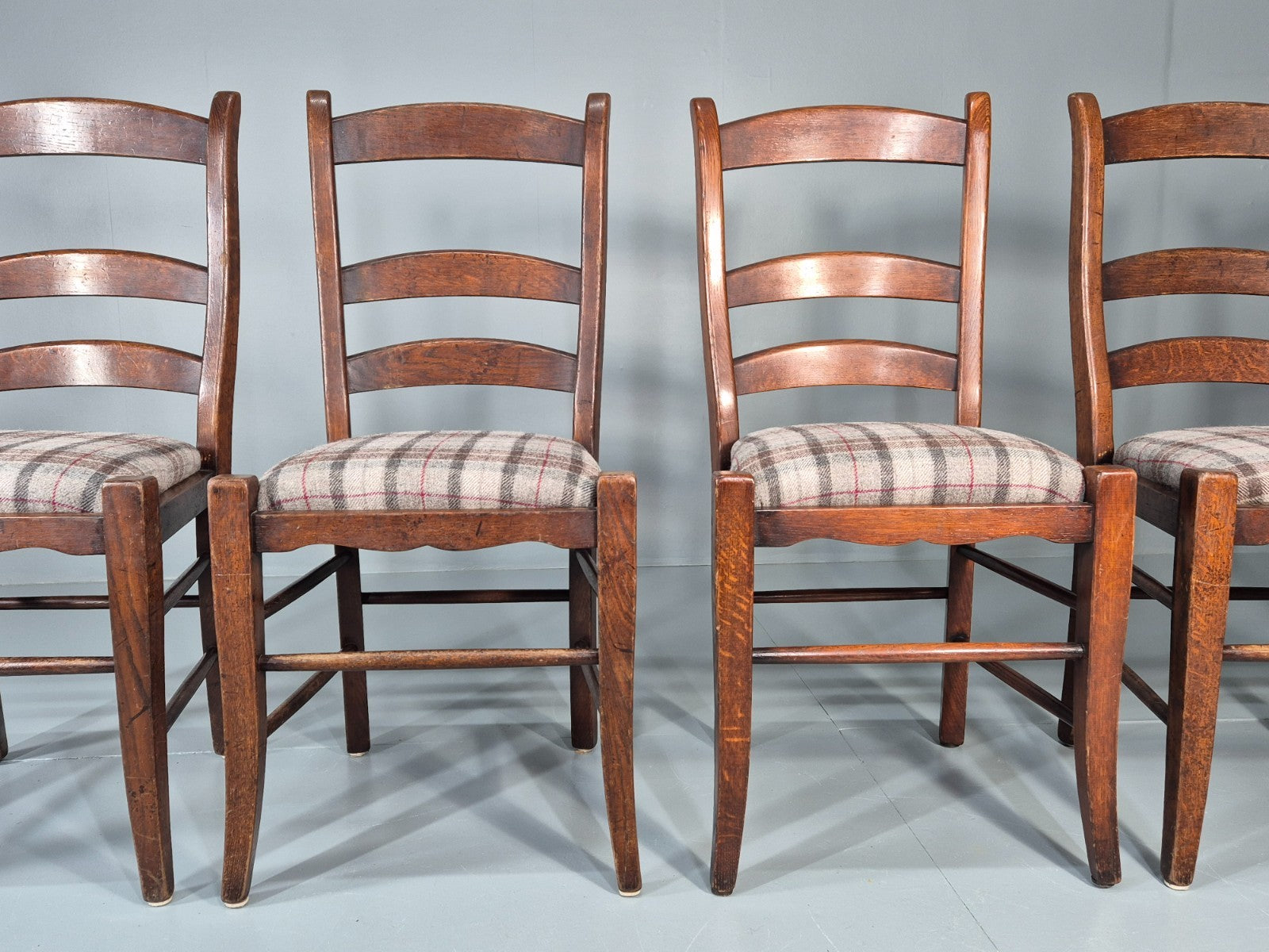 5 Hardwood Dining Chairs Modern Shaker Style Tartan Seats  EB11173 VDIN4