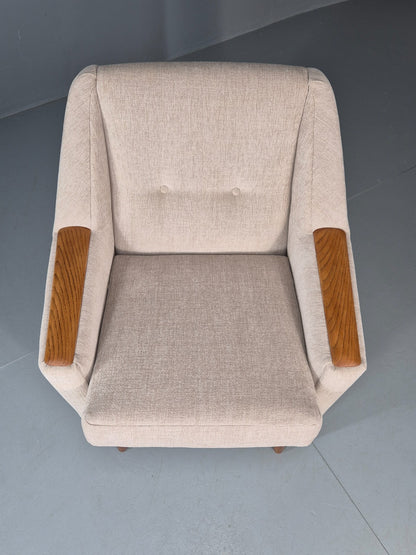 Vintage Danish Mid Century Lounge Chair Teak Frame New Upholstery EB11777 MNOR3