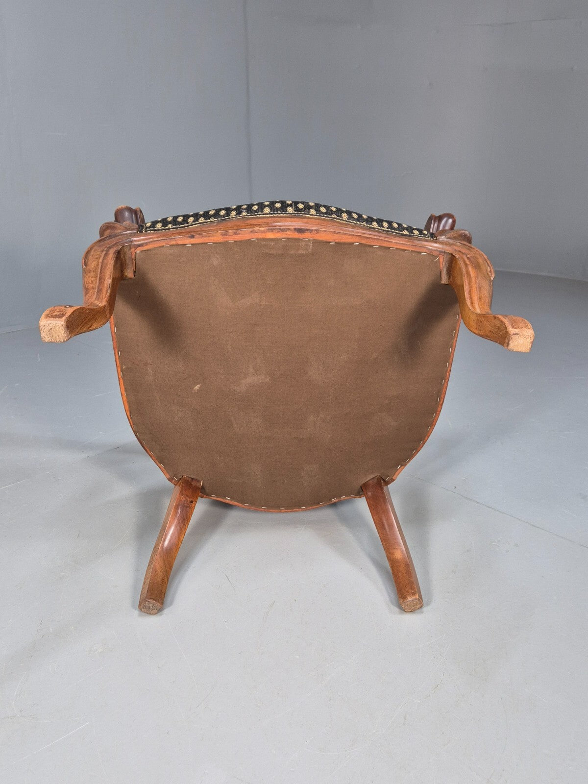 Antique Mahogany Armchair Black Pattern Fabric Louis XV Style EB9552 VCLO - UKDK FURNITURE