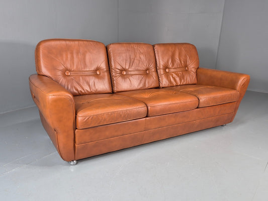Vintage Danish 3 seater Settee 1970s Danish Tan Leather Retro MCM EB11638 M3SS0