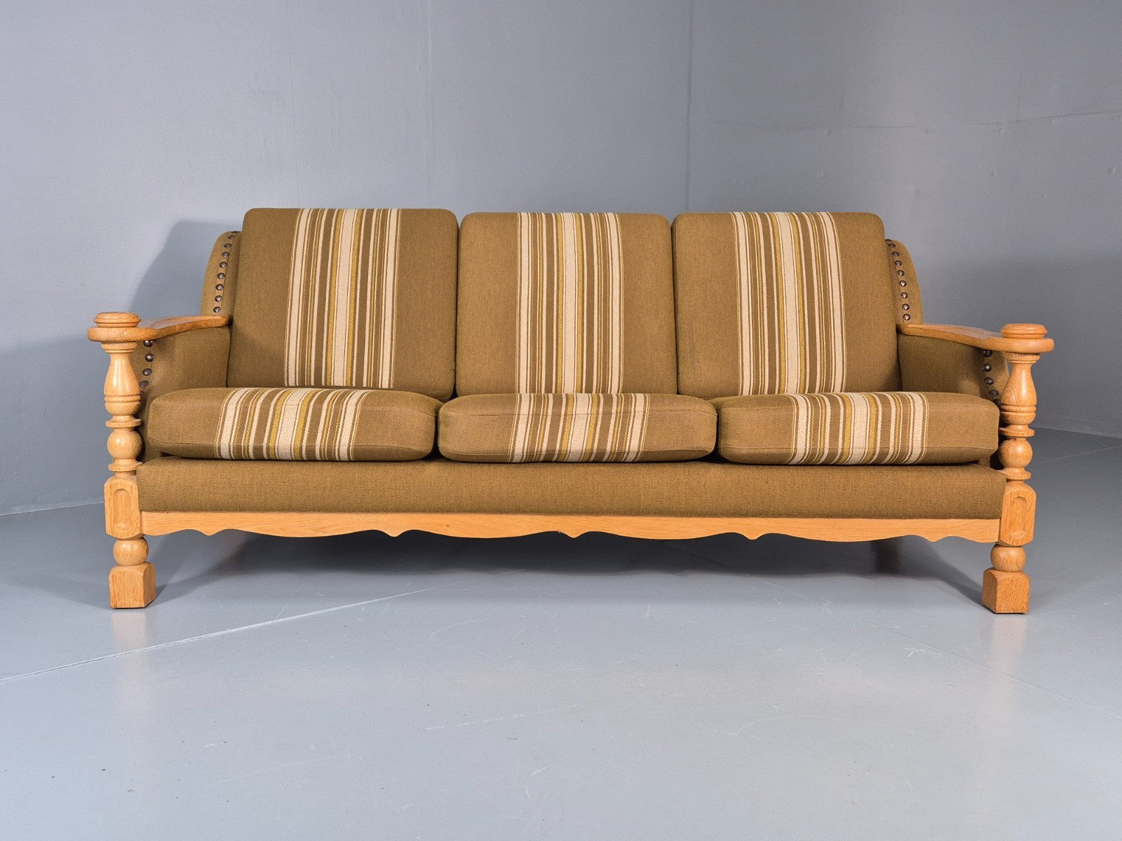 Vintage Danish Three Seater Settee Kjaernulf Style Oak Frame EB11313 M3SS4