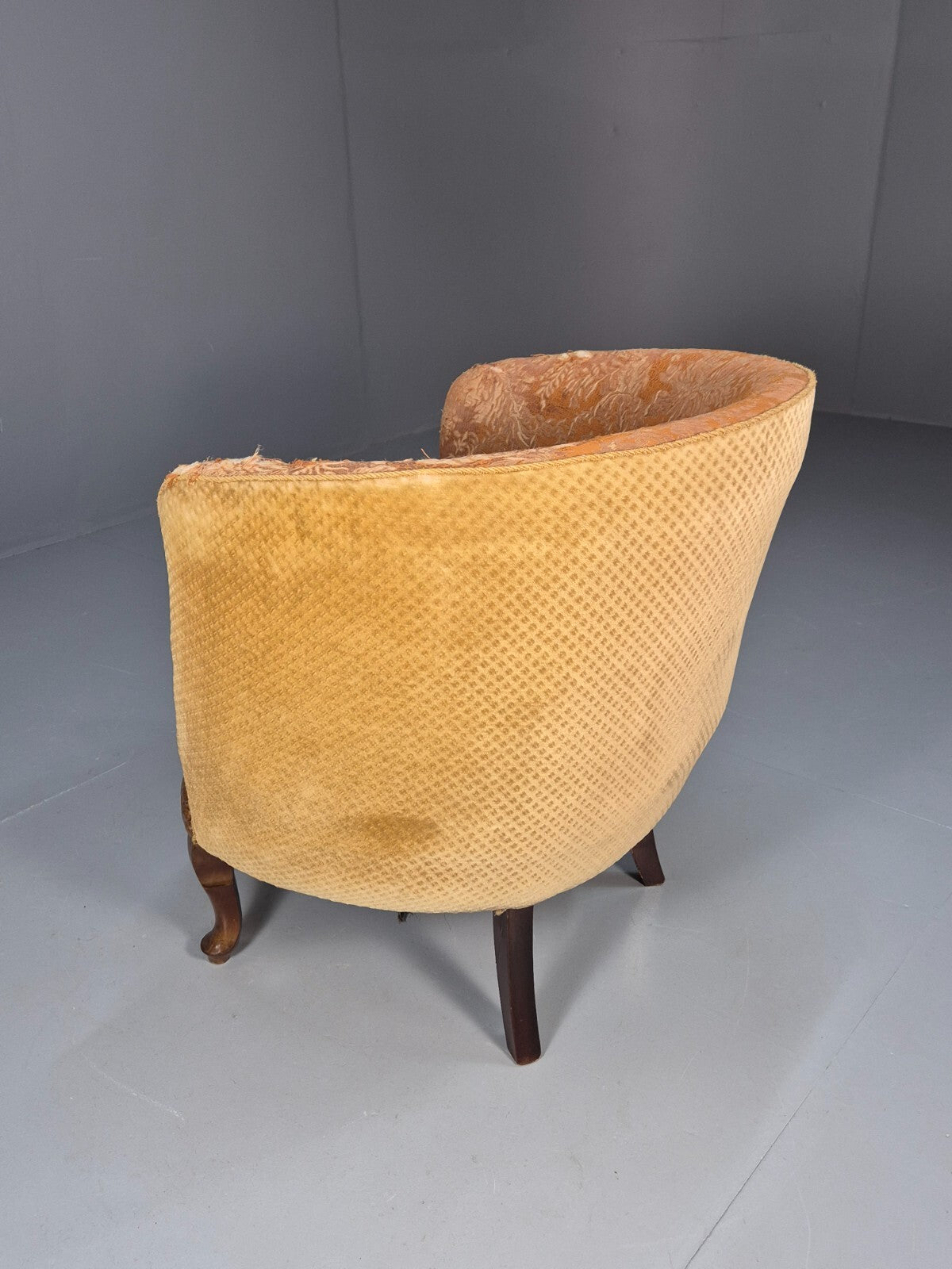 Vintage Danish Art Deco Tub Chair Gold Moquette Upholstery 1920s EB9055 VCLO - UKDK FURNITURE