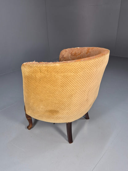 Vintage Danish Art Deco Tub Chair Gold Moquette Upholstery 1920s EB9055 VCLO - UKDK FURNITURE