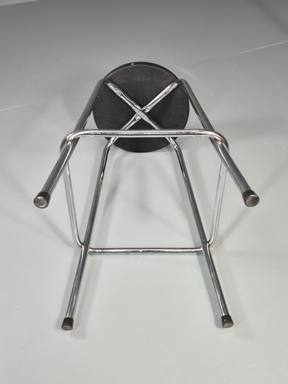 Vintage Bar Stool Black Vinyl and Chrome 1980s Bauhaus style Retro EB11274 MDIN9