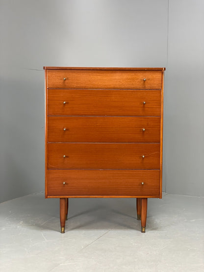 Vintage Austinsuite Chest Of Drawers Walnut Brass Handles 1960s EB10677 MWOO0