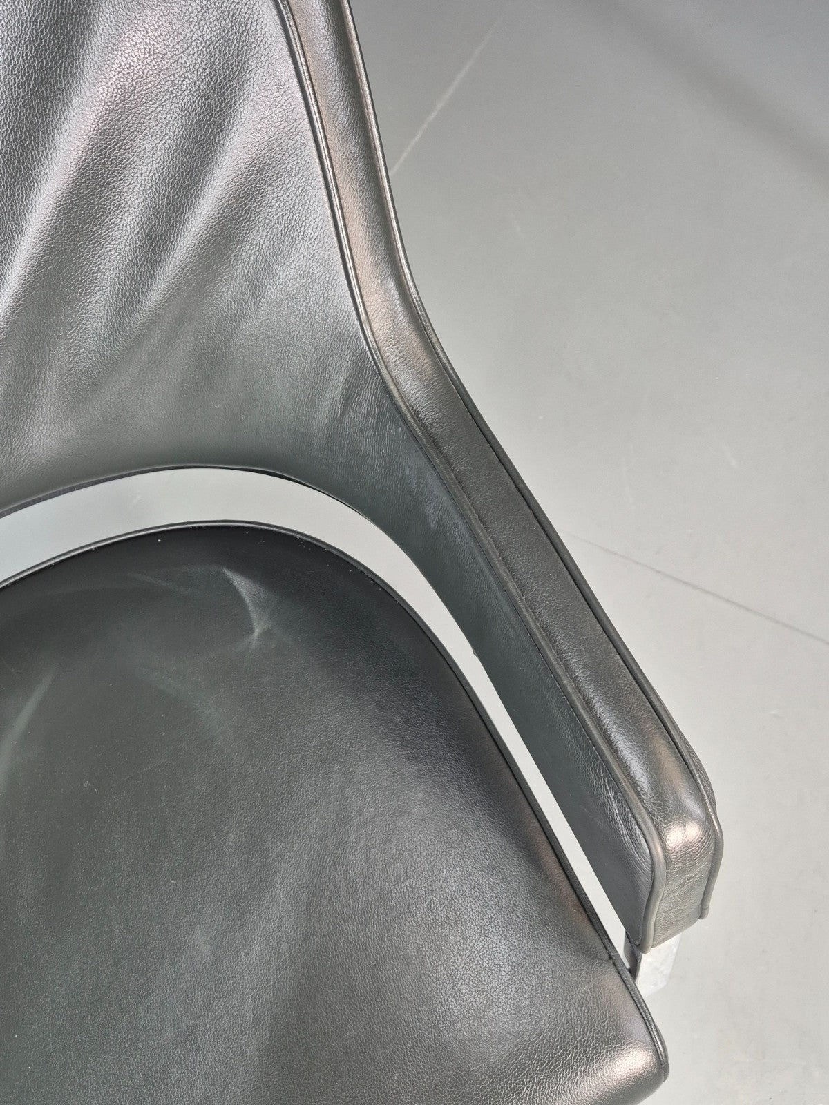 Leather Office Swivel Chair Dark Green Chrome Brunner Tempus Modern EB11716 MSWI2