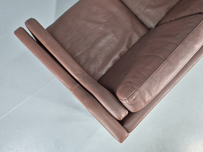 Vintage 2 Seater Sofa Danish Brown Leather Mid Century Retro 1970s EB9304 M2SS16