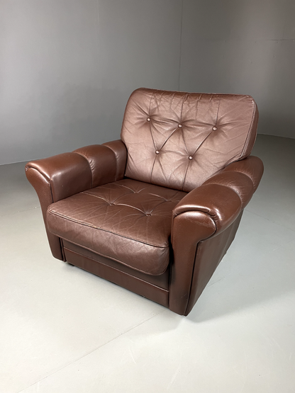 Danish Leather Lounge Chair Vintage 1970s Retro MCM EB5404 MNOR0