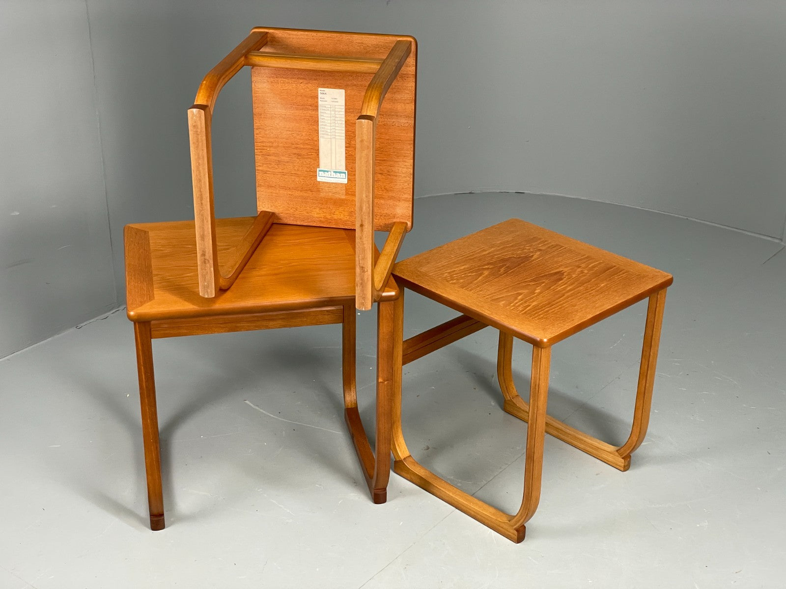 Vintage Nathan Side Tables 1980s Teak Nesting Set 3 Ply Frame EB11549 MWOO11