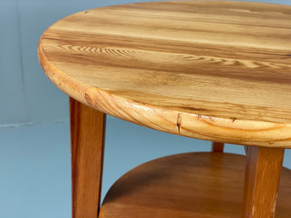 Vintage IKEA Side Table Olsvik Pine Round Three Tiered EB11184 MWOO5