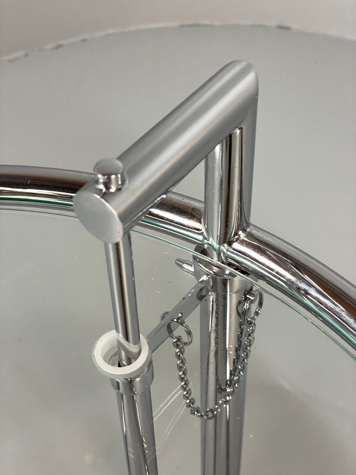 Vintage Chrome Side Table Eileen Grey Style Adjustable Glass Top EB11042 MWOO10