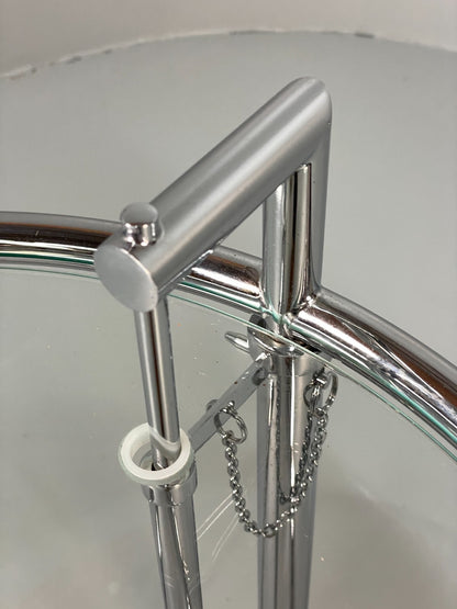 Vintage Chrome Side Table Eileen Grey Style Adjustable Glass Top EB11042 MWOO10