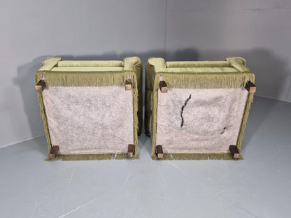 2 Retro 1970s Lounge Chairs Green Velour Vintage Danish Design EB10749 VCLO8