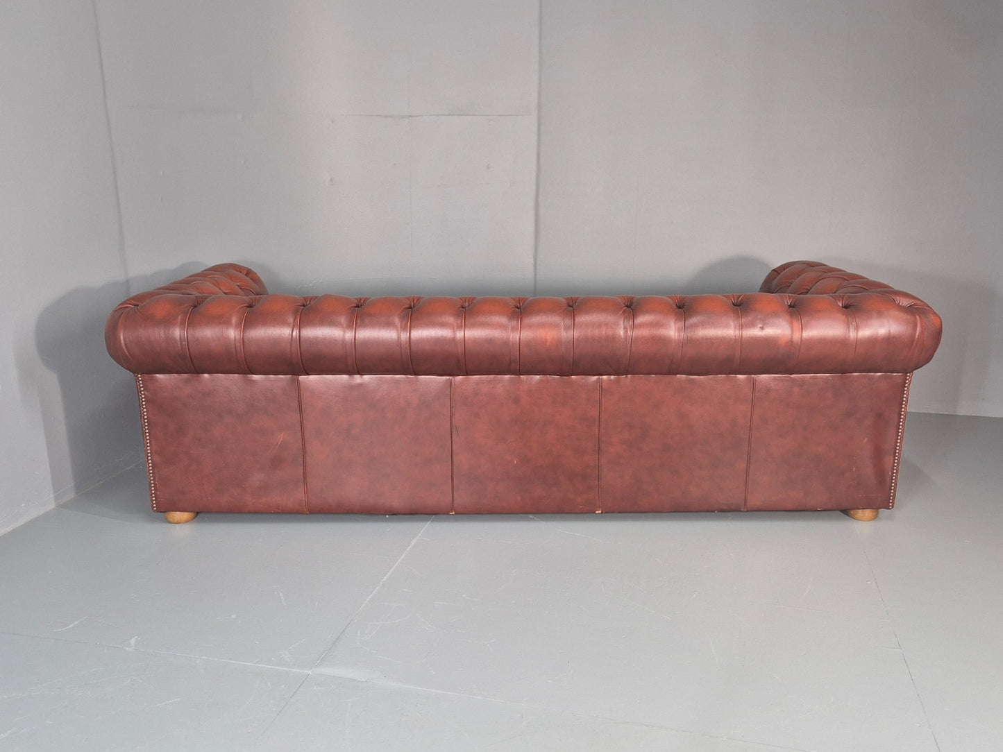 3 Seater Chesterfield Sofa Red Leather Studded Vintage EB10925 VCHE20