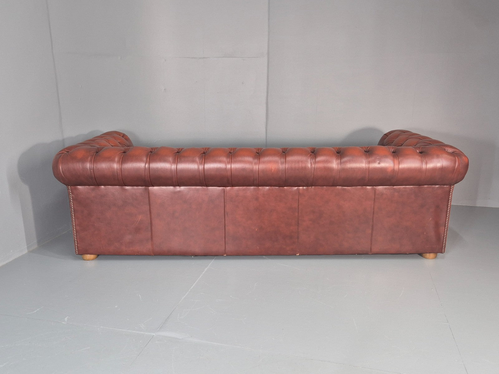 3 Seater Chesterfield Sofa Red Leather Studded Vintage EB10925 VCHE20
