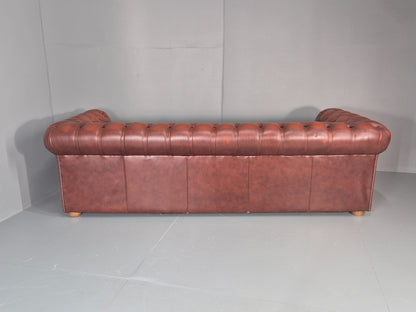 3 Seater Chesterfield Sofa Red Leather Studded Vintage EB10925 VCHE20