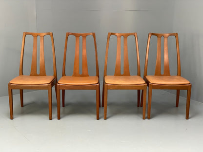 Vintage Nathan Tan Dining Chairs Set Of 4 Vinyl Mahogany 1970s EB9728 MDIN - UKDK FURNITURE