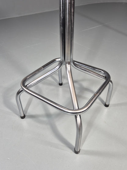 Vintage 1980s Bar Sttol Chrome and Black Vinyl Bauhaus Retro EB11275 MDIN6