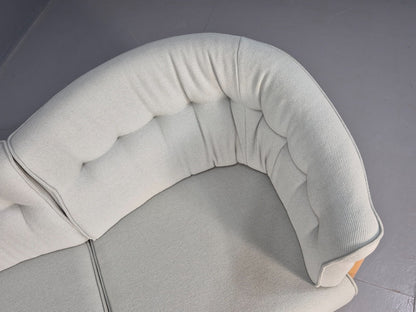 Vintage Danish 2 Seat Sofa Blue Wool Beech Curved Frame Nielaus MCM EB8549 M2SS - UKDK FURNITURE