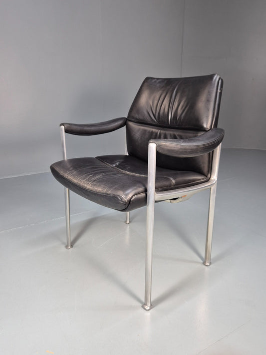 Roder Sohne Leather and Aluminium Boardroom Chair 1960s Retro MCM EB10645 MNOR0