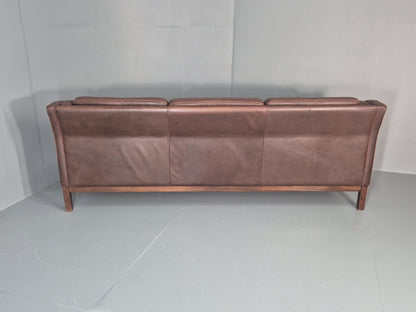3 Seater Leather Sofa Vintage Mid Century Mogensen Shape 1970 Retro EB11356 M3SS19
