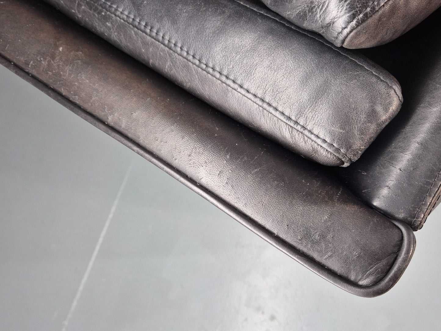 Vintage 3 Seat Sofa Danish Black Leather Vemb MCM Retro 1980s  EB10478 M3SS22