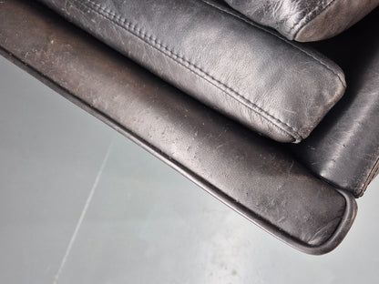 Vintage 3 Seat Sofa Danish Black Leather Vemb MCM Retro 1980s  EB10478 M3SS22
