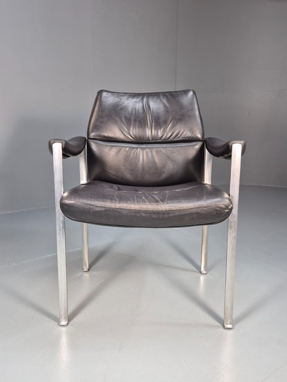 Roder Sohne Leather and Aluminium Boardroom Chair 1960s Retro MCM EB10645 MNOR3