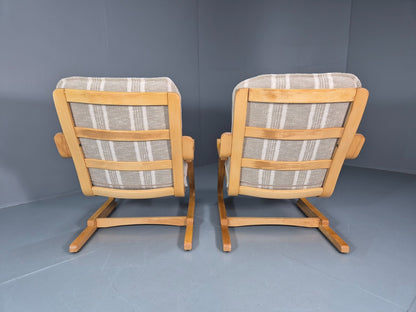2 Mid Century Lounge Chairs New Upholstery Bentwood Vintage Danish EB10317 MBEN9