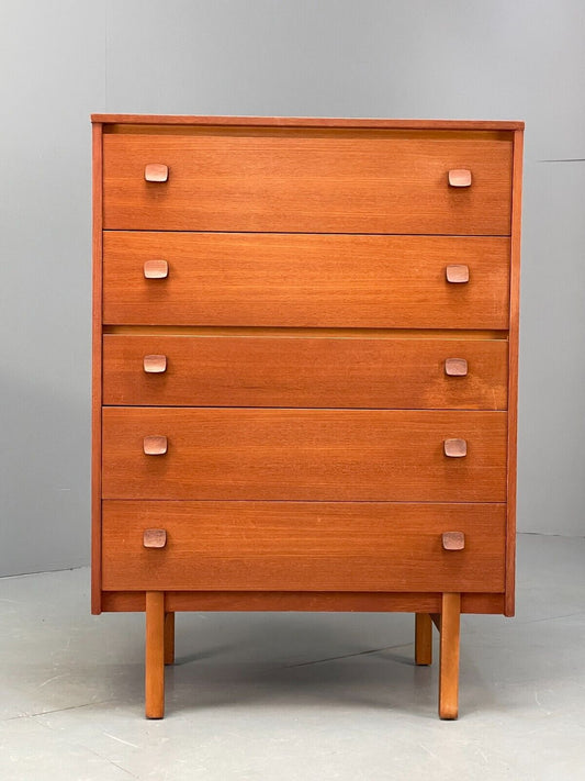 Vintage Teak Chest Of Drawers By Symbol Retro Handles EB9120 MWOO - UKDK FURNITURE