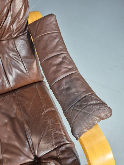 Brown Leather Bentwood Armchair Danish Modern Design Mid Century EB9248 MBEN - UKDK FURNITURE